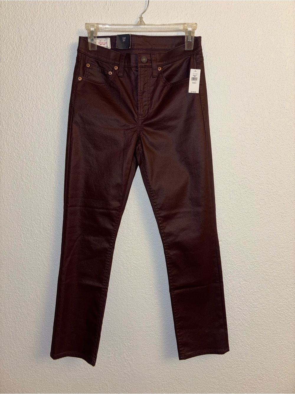 GAP Women's Burgundy Coated Straight Leg Pants